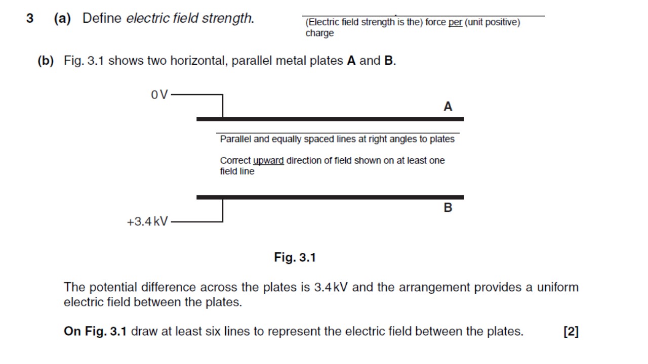 A Level Homework and Answers: Electric Fields questions