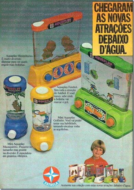 Brinquedo Aquaplay da Estrela. Sucesso nos anos 80. Propaganda veiculada nos gibis daquela época.