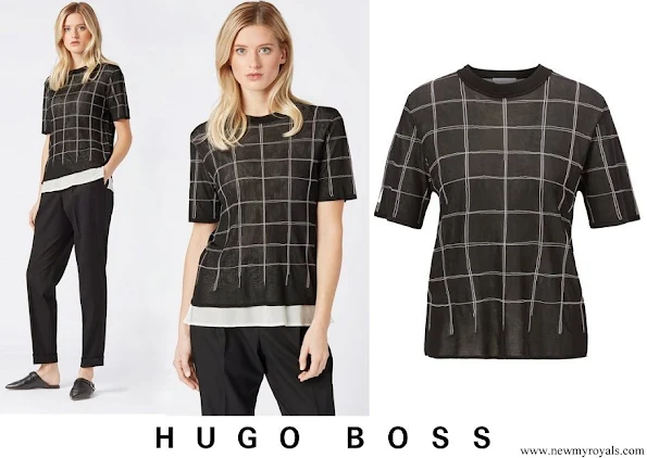 Queen Letizia wore Hugo Boss knitted sweater in tube jacquard