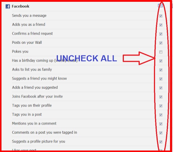 How to delete email suggestion on facebook