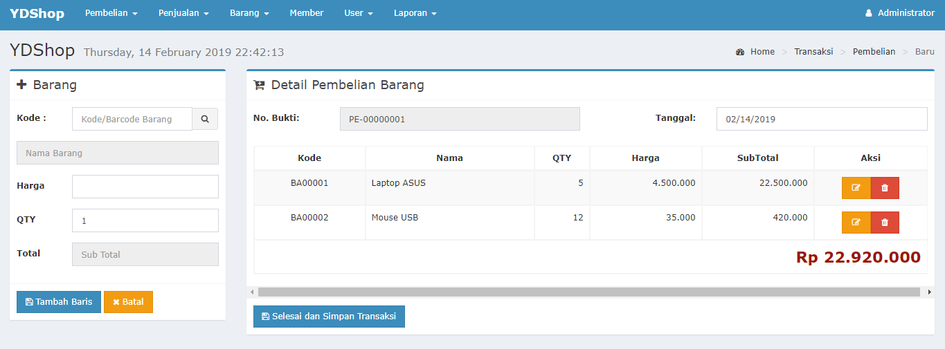 Aplikasi Penjualan, POS dan Persediaan (Print Struk Printer Thermal