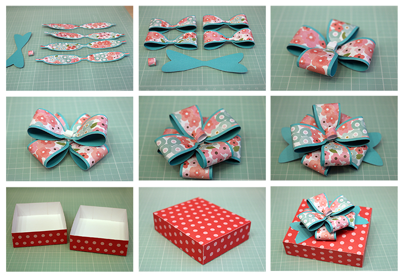 Gift Box with Bow Bits of Paper