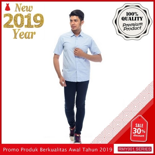 RMY180A27 Ar89 Kemeja Polos Katun Keren Biru Muda BMGShop