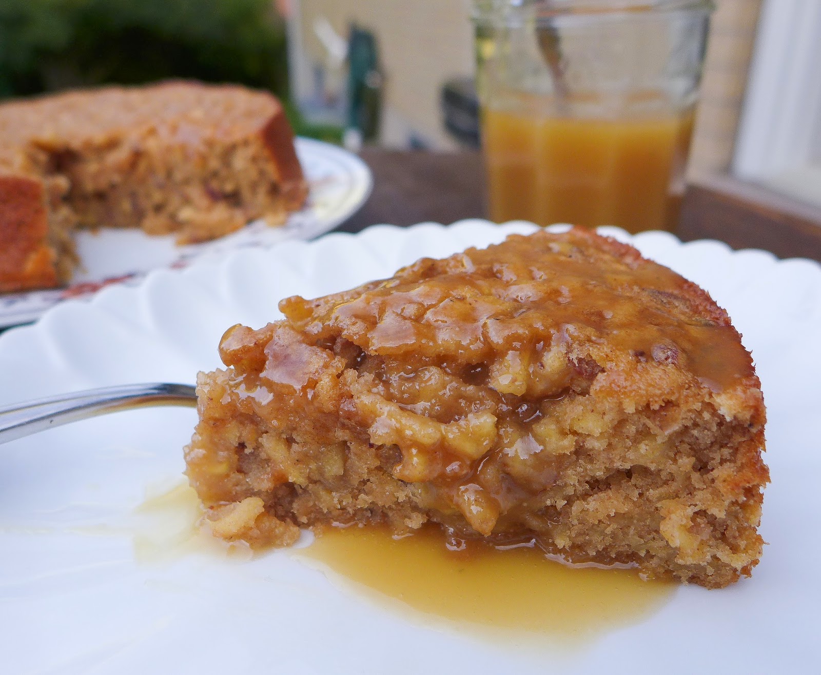 Dimples & Delights Apple Pudding Cake with Toffee Sauce