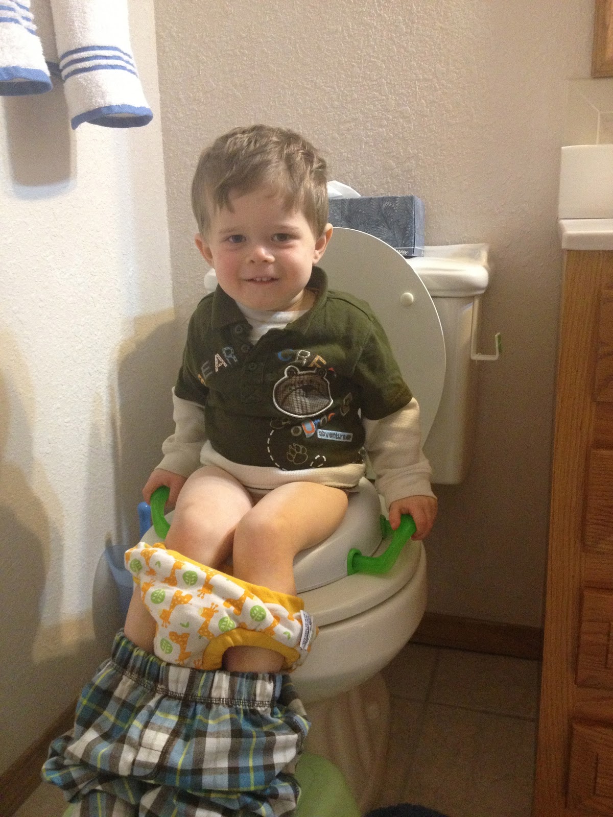 Off we go, into the wild blue yonder... Potty training who pees in a