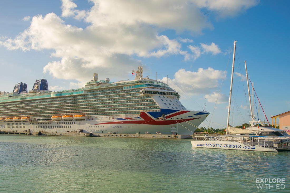 P&O Britannia docked in Antigua before a Transatlantic Cruise