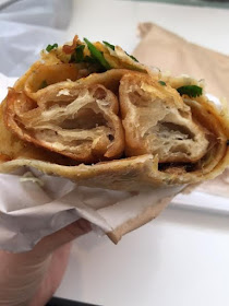 down the barrel of a crepe with chinese donut;  crepe village