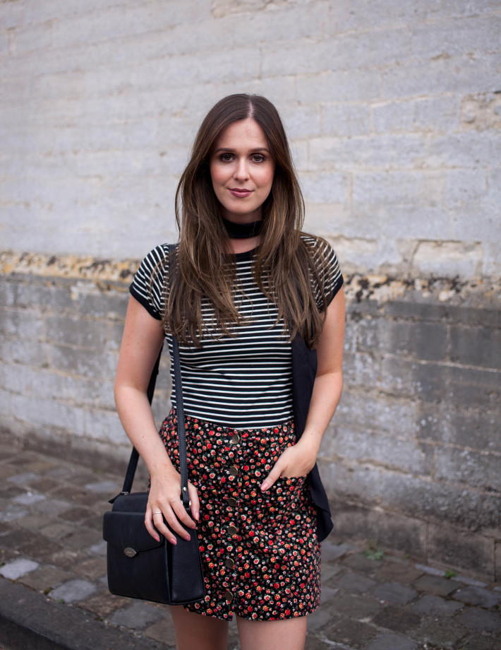 Outfit: stripes, floral 