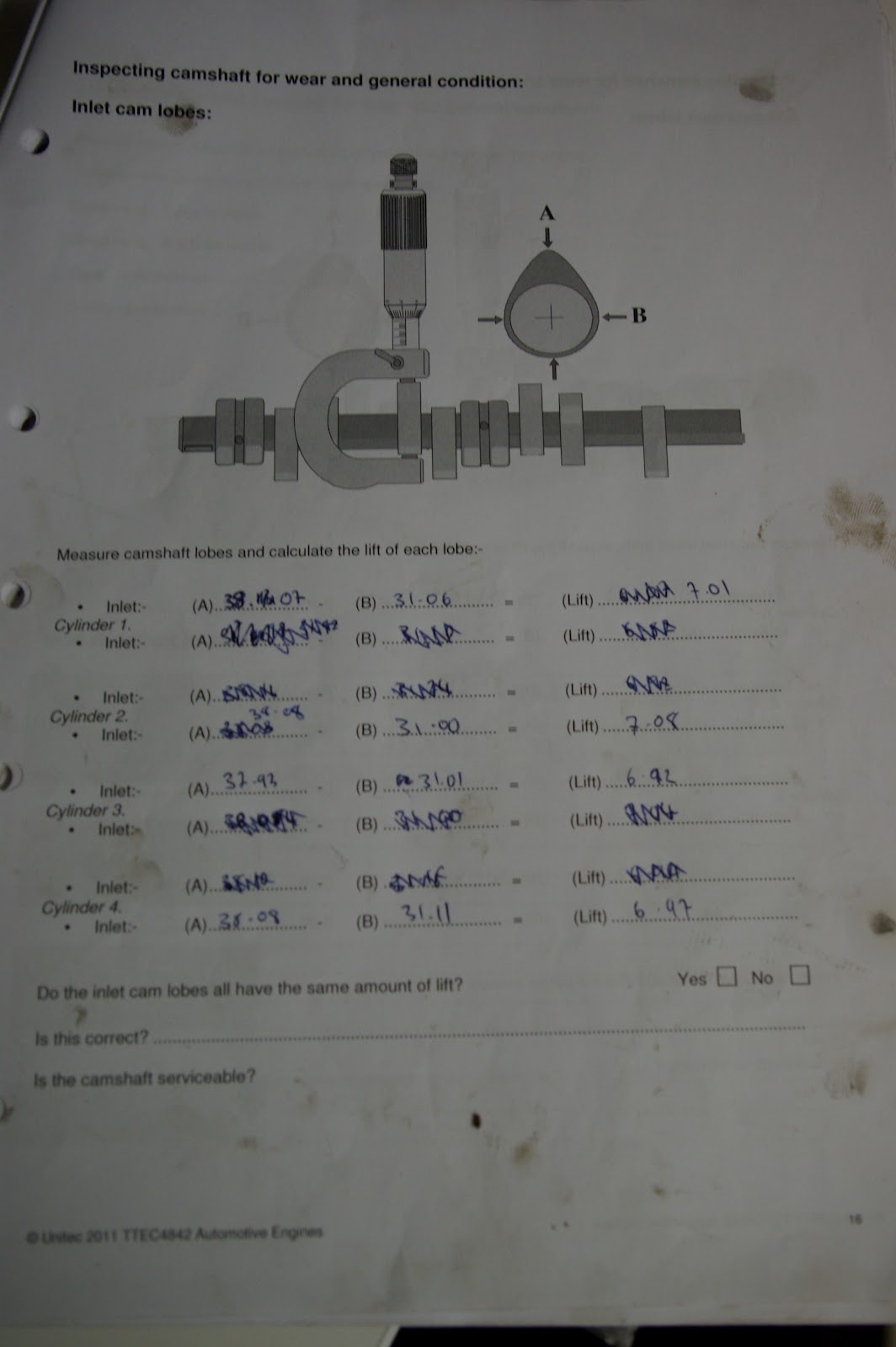 Engines Cylinder Head Measurements