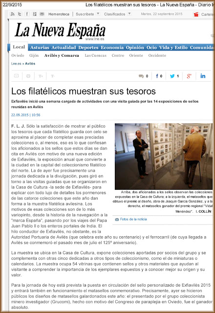lne.es Avilés, premio Vidal Menéndez, matasellos, exposición