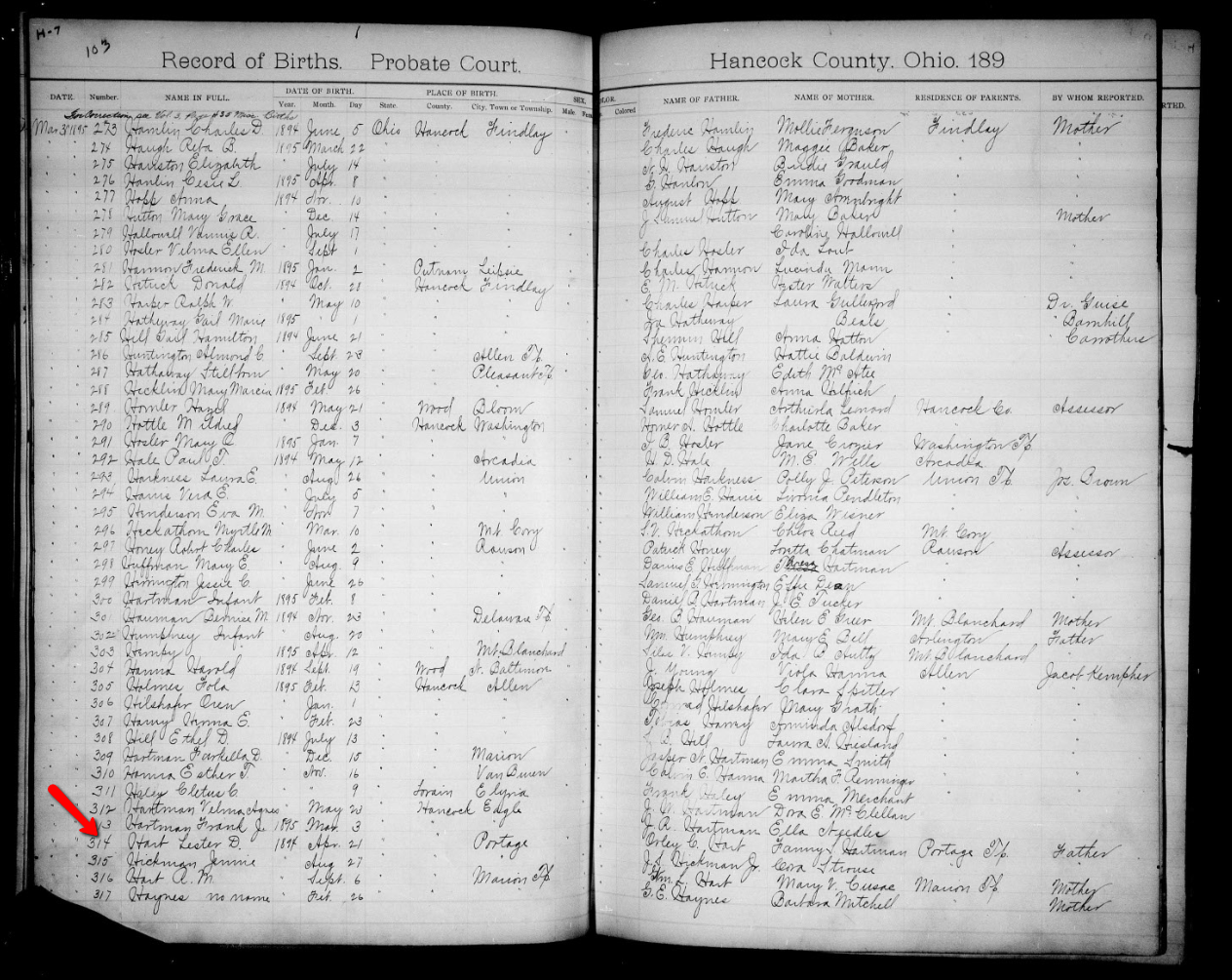 Climbing My Family Tree: Birth Record of Lester Dene Hart (21 April 1894)