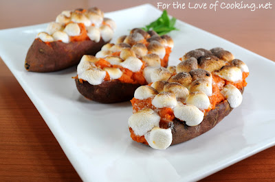 twice baked maple & cinnamon yams with mini marshmallows