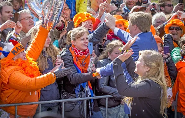 King Willem-Alexander, Queen Maxima, Princess Amalia, Princess Alexia and Princess Ariane, Princess Laurentien attend the 2016 Kings Day celebration in Zwolle