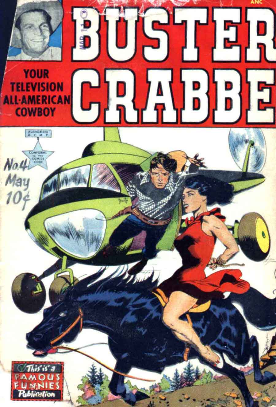 Buster Crabbe #4 golden age 1950s comic book cover art by Frank Frazetta