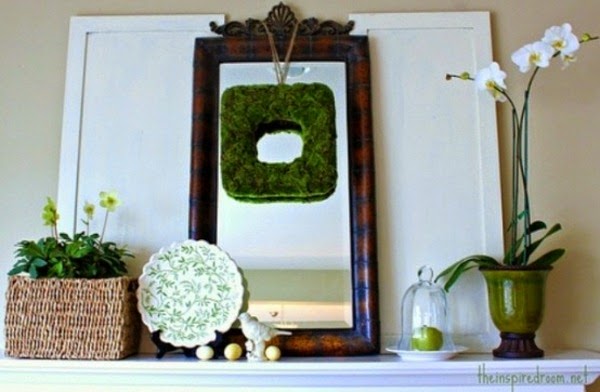 Spring decorations for the fireplace mantel