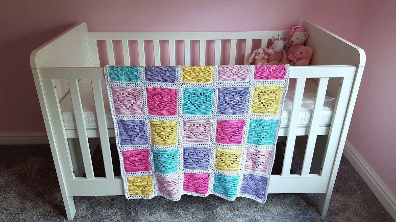 A Playful Stitch Filet Heart Crochet Baby Blanket