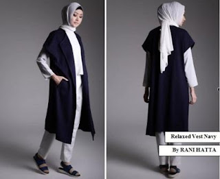 Model Outer Relaxed Vest Navy By Rani Hatta