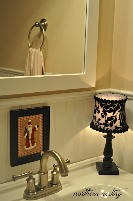 Northern Nesting Powder Room dressed for Christmas