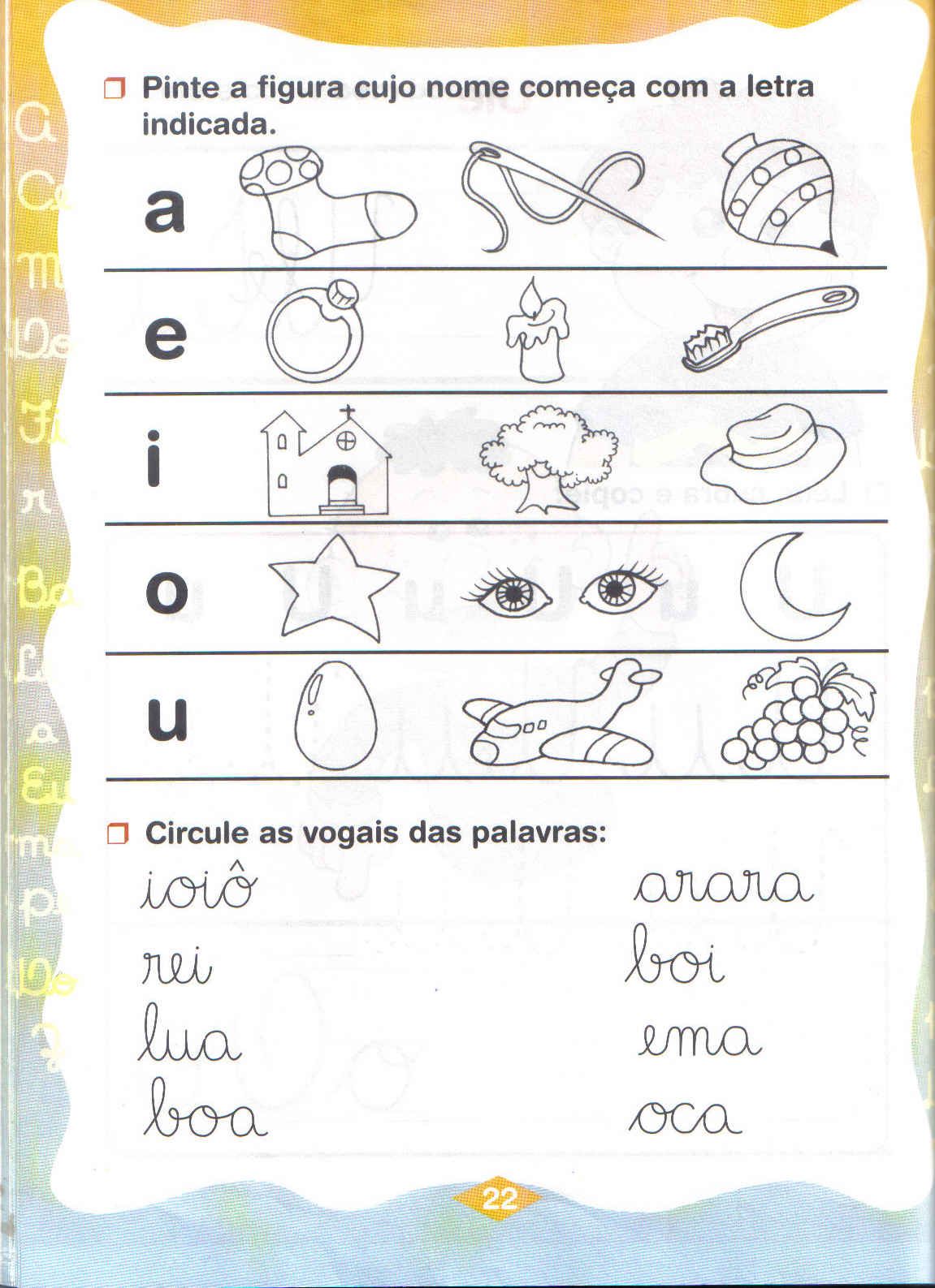 atividades com vogais para alfabetização