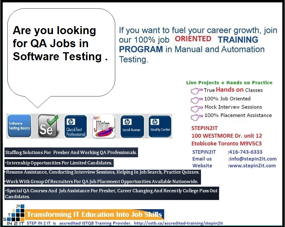 QA training brampton Software Quality Assurance and Testing training