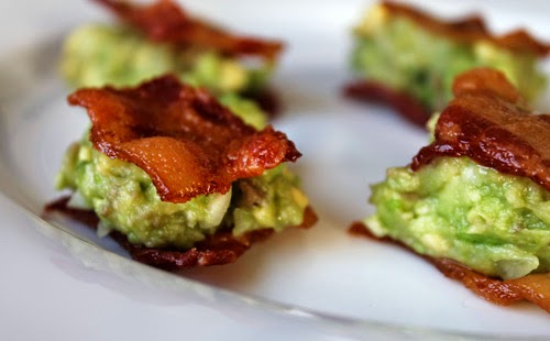 http://m.runnersworld.com/recipes/snack-guacamole-topped-bacon-bites