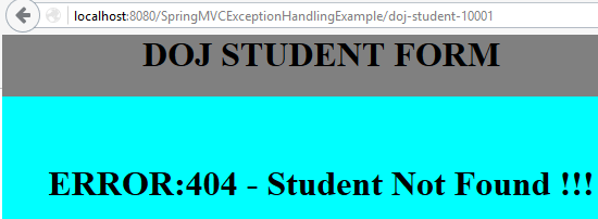 Exception Handling in Spring MVC Example and Return Custom 404 Error Pages