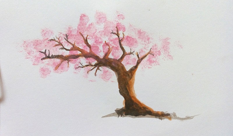 Cara mewarnai pohon dengan watercolor MAYAGAMI