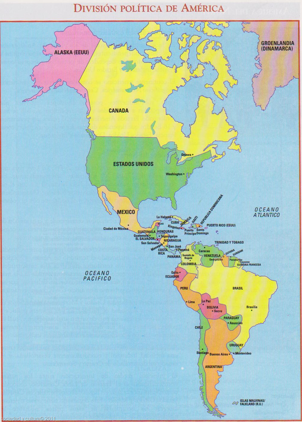 Mapa De Continente Americano Con Sus Nombres Imagui