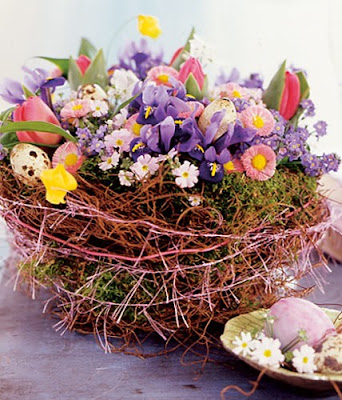 Ideas sobre decoración de Primavera (Canasta con Flores)