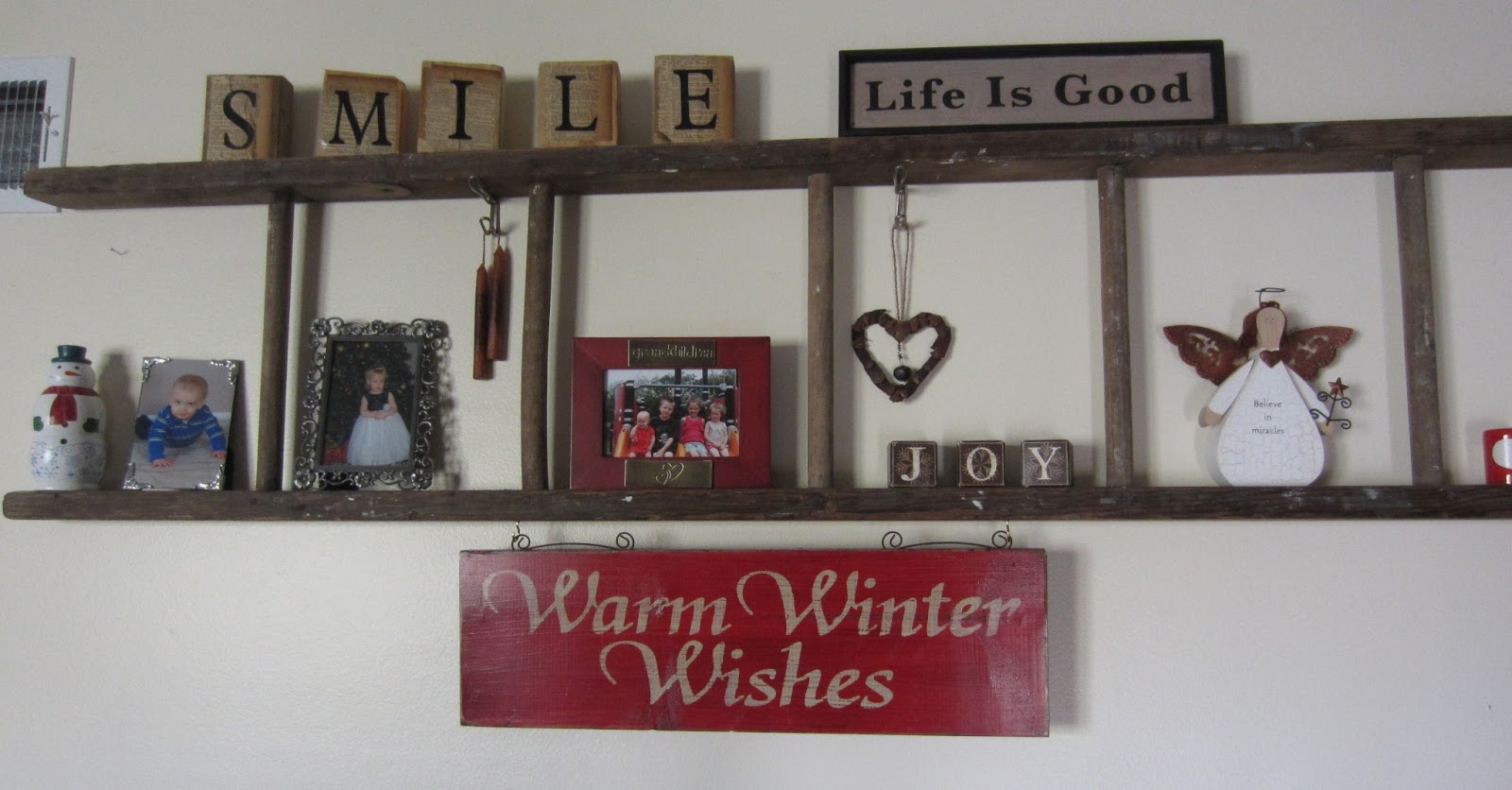 My Patchwork Quilt Up Cycled Ladder Shelf My Up Cycled Ladder Shelf