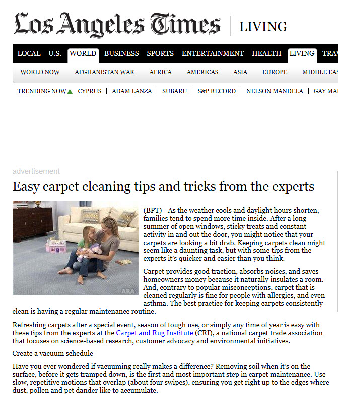 The Carpet and Rug Institute (CRI) - Easy Carpet Cleaning Tips ...