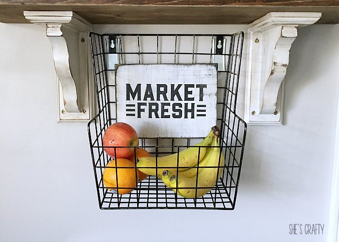 Market Fresh Produce Basket.  Metal wall hanging produce basket.