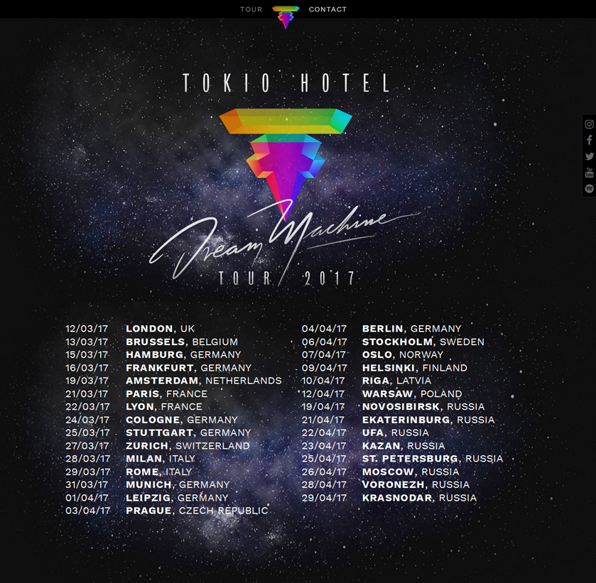 TOKIO HOTEL EN CALI Tokio Hotel Dream Machine Tour