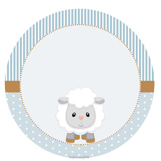 Baby Lamb in Light Blue: Free Printable Wrappers and Toppers. Baby Lamb in Light Blue Toppers or Free Printable Candy Bar Labels.