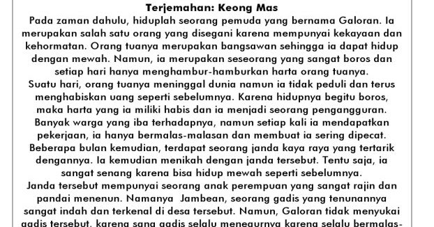 Contoh Cerita Rakyat Berbahasa Inggris Rasmi B