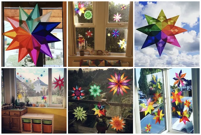 Waldorf paper stars -- inspiration and resources for you to make your own.