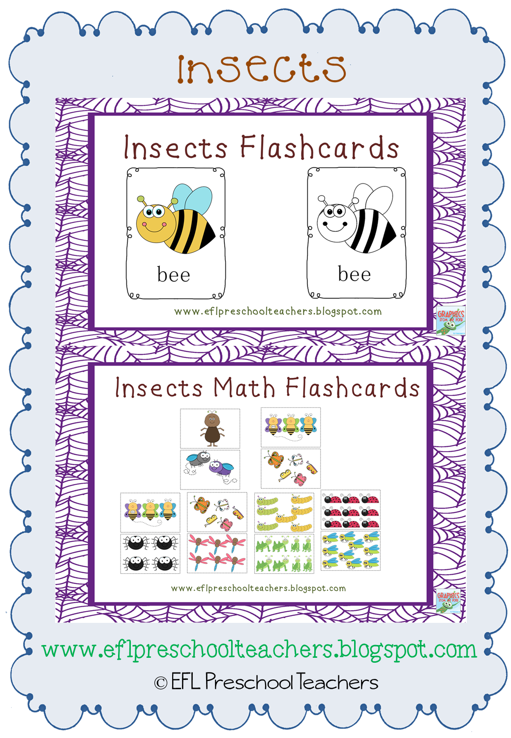 ESL/EFL Preschool Teachers: Insects Worksheets and more for Preschool ELA