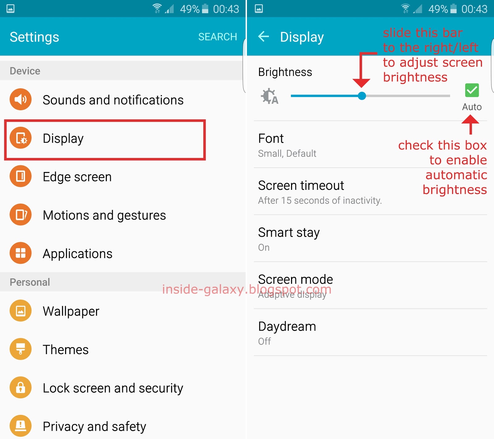 Inside Galaxy Samsung Galaxy S6 Edge How to Adjust Screen Brightness