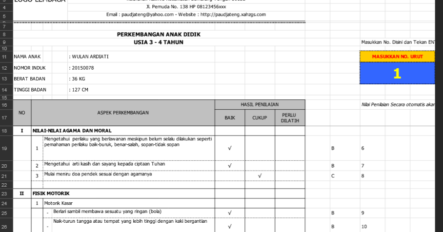 √ Aplikasi Raport PAUD/KB B Usia 34 Tahun Kurikulum 2013