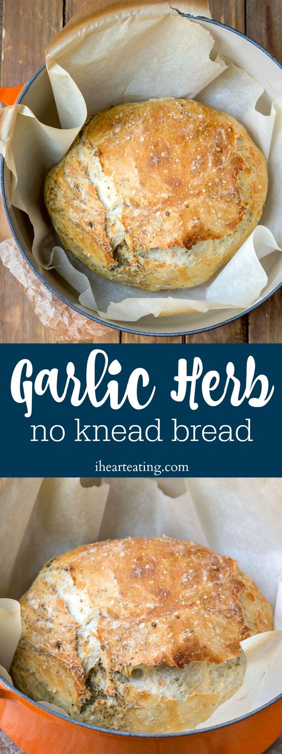 Garlic Herb No Knead Bread Yummy