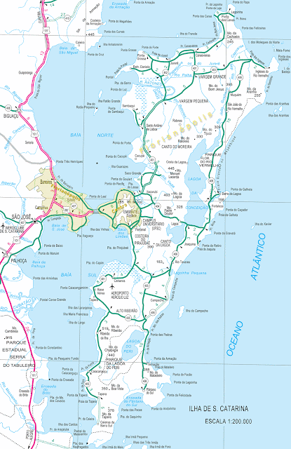 Mapa rodoviário da Ilha de Florianópolis