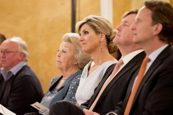 Dutch Queen Maxima presents the Appeltjes van Oranje 2016 award in The Hague. Queen Maxima wore Natan Dress