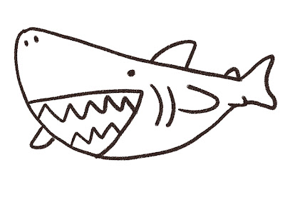 サメのイラスト モノクロ線画