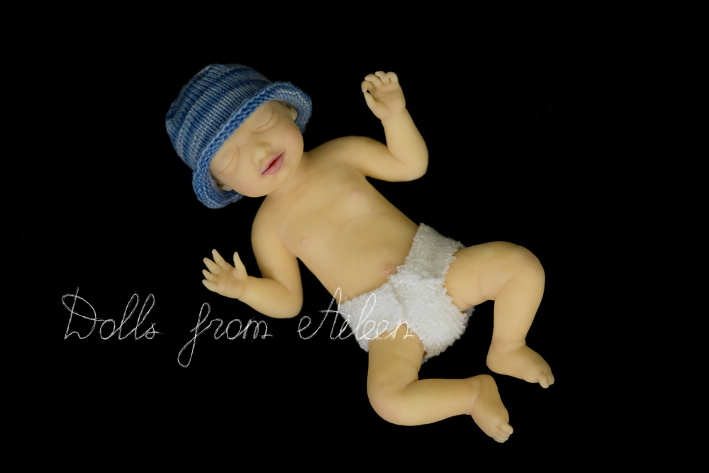 OOAK Hand Sculpted Mini Sleeping Baby Boy Doll