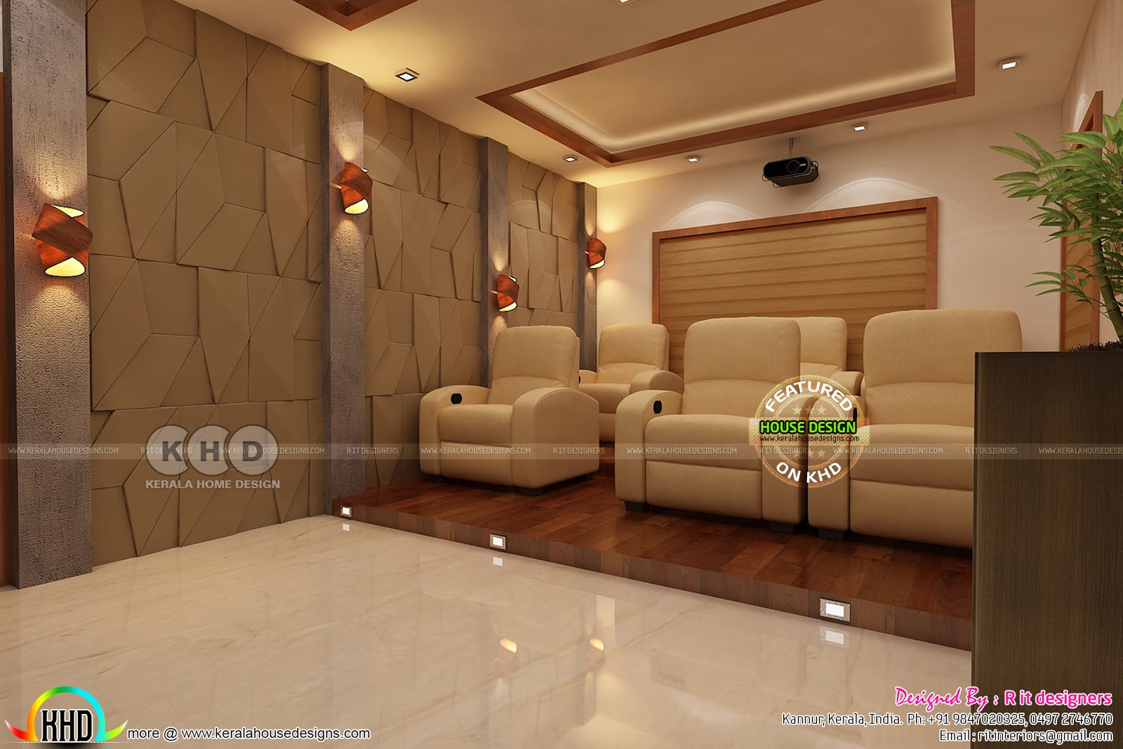 Minimalist Home Theater Design Kerala for Living room