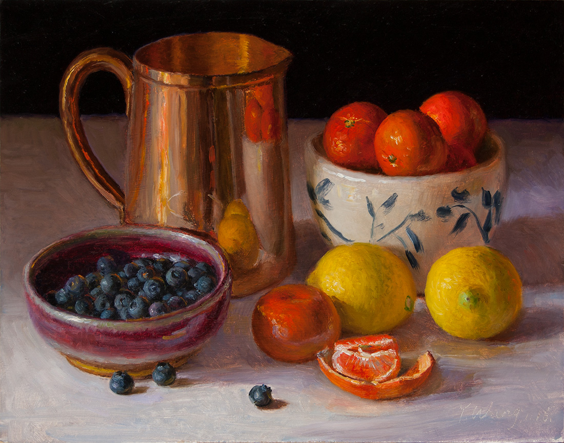 Wang Fine Art blueberries tangerines lemons still life