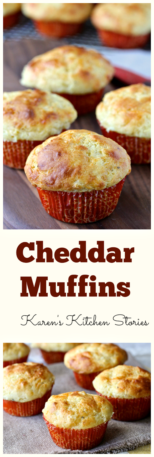 These cheddar muffins are loaded with cheese and flavored with shallots, just a bit of cornmeal, Dijon mustard, freshly ground black pepper, and Tabasco sauce. They have just the right amount of kick.