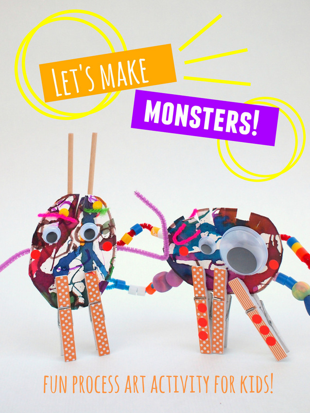 let's make monster sculptures with kids- easy and fun Halloween Fall Activity