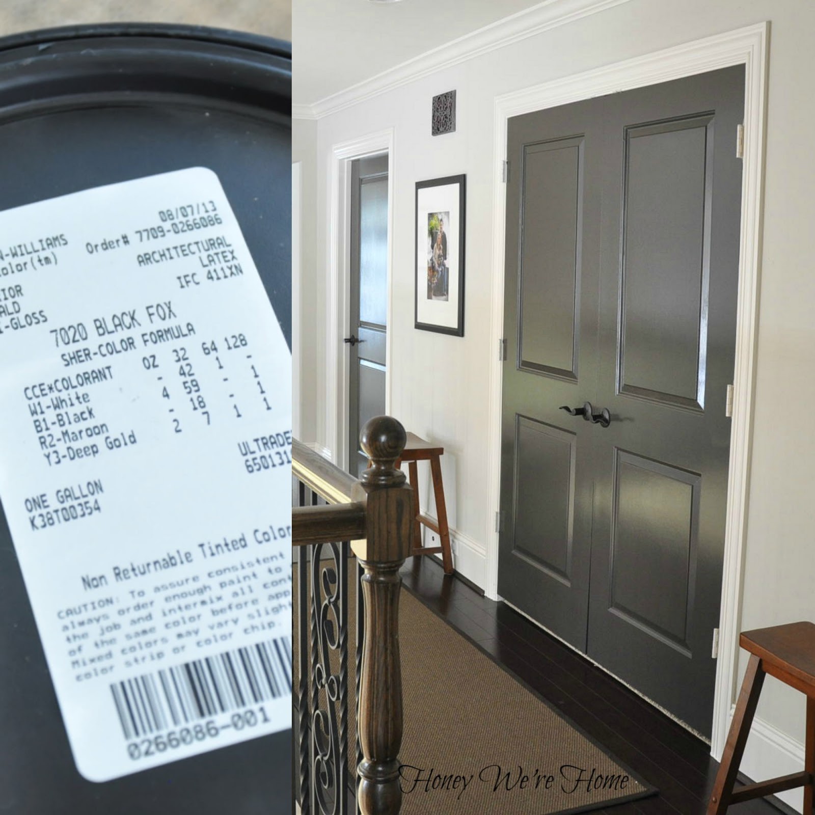 Painted Dark Grey Doors Honey We Re Home I Painted These Doors Off The Hinges But In Retrospect Don T Think That S Completely Necessary As Long You Keep Door Propped Open Or Tape And