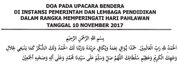 Download Teks Doa Upacara Hari Pahlawan 2017 secara Agama